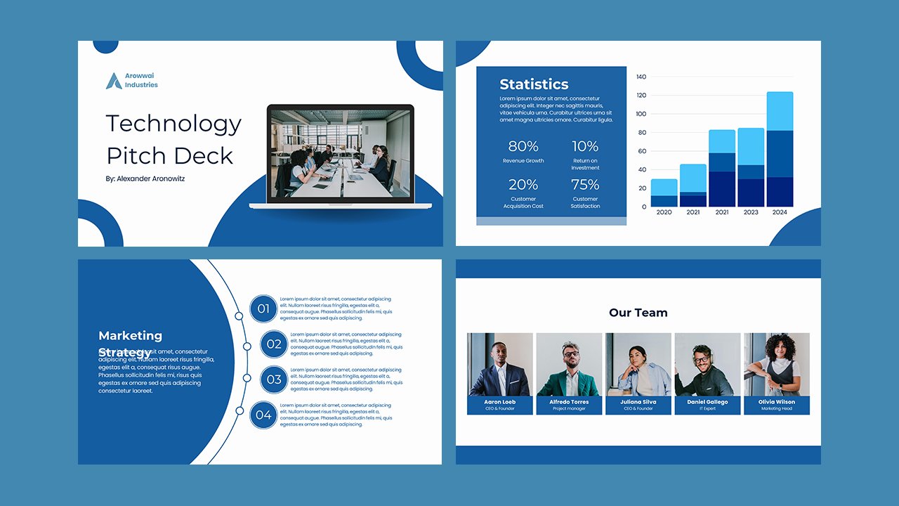 White and Blue Professional Modern Technology Pitch Deck Presentation - Presentations and Slides Free Download
