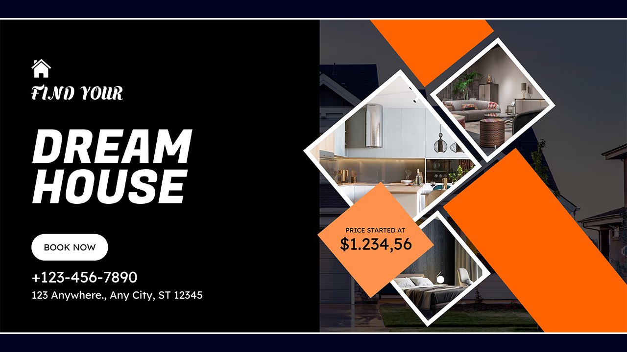 Orange and White Modern Find Your Dream House Banner
