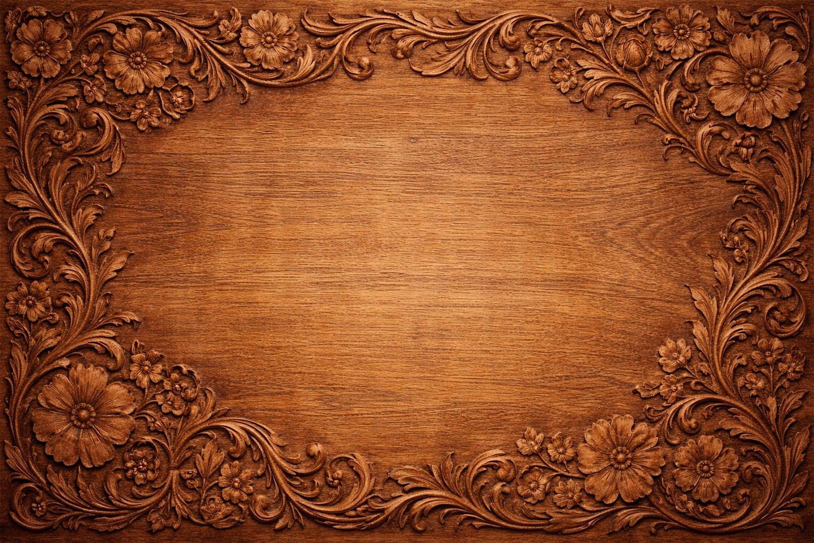 Floral Engraved Wood Texture Background – Elegant Carved Wooden Pattern Free Download