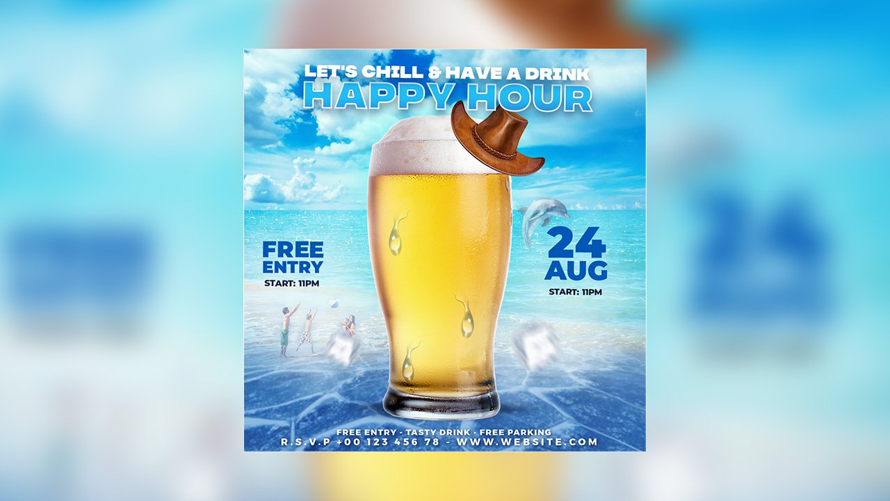 Beer party flyer social media banner template - PSD File Free Download
