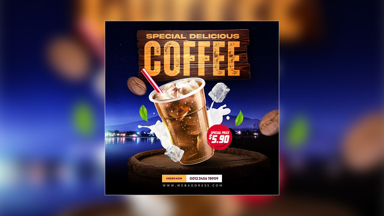 Coffee shop drink menu promotion social media instagram post template design - PSD File Free Download
