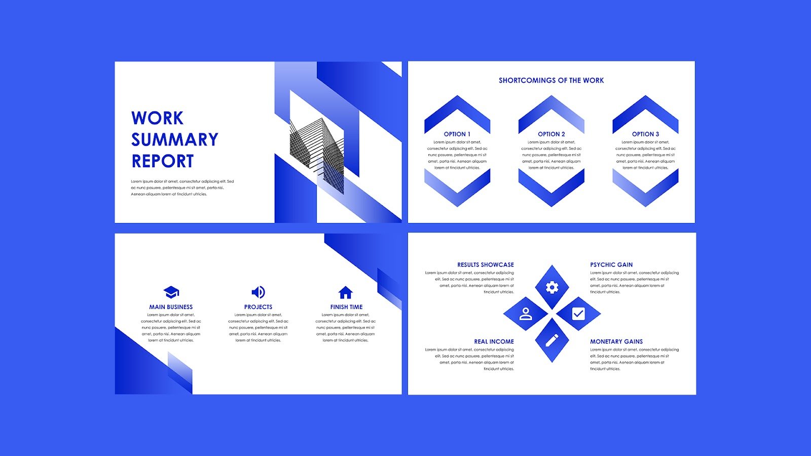 White and Blue Corporate Geometric Work Report Presentation - Presentations and Slides Free Download