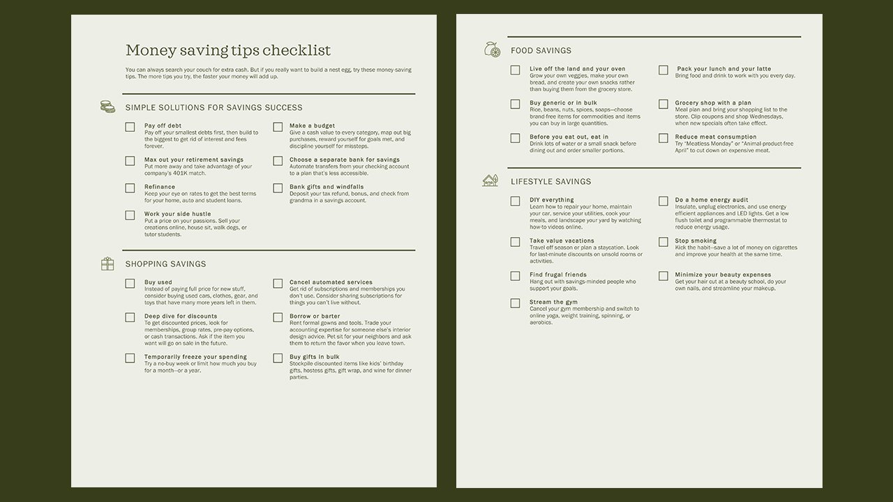 Free Money saving tips checklist Concept Word document templates - Microsoft Word Templates Free Download