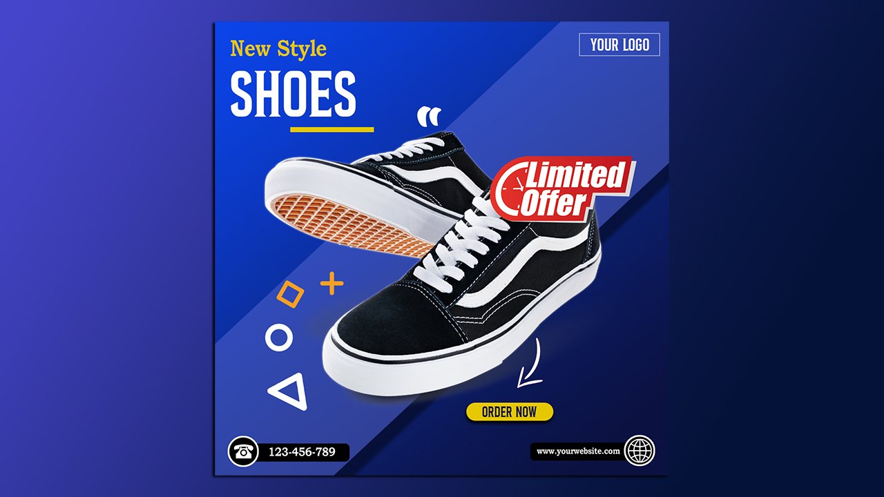 Minimalist Style Shoes Social Media Banner Product Mock Up - PSD File Free Download