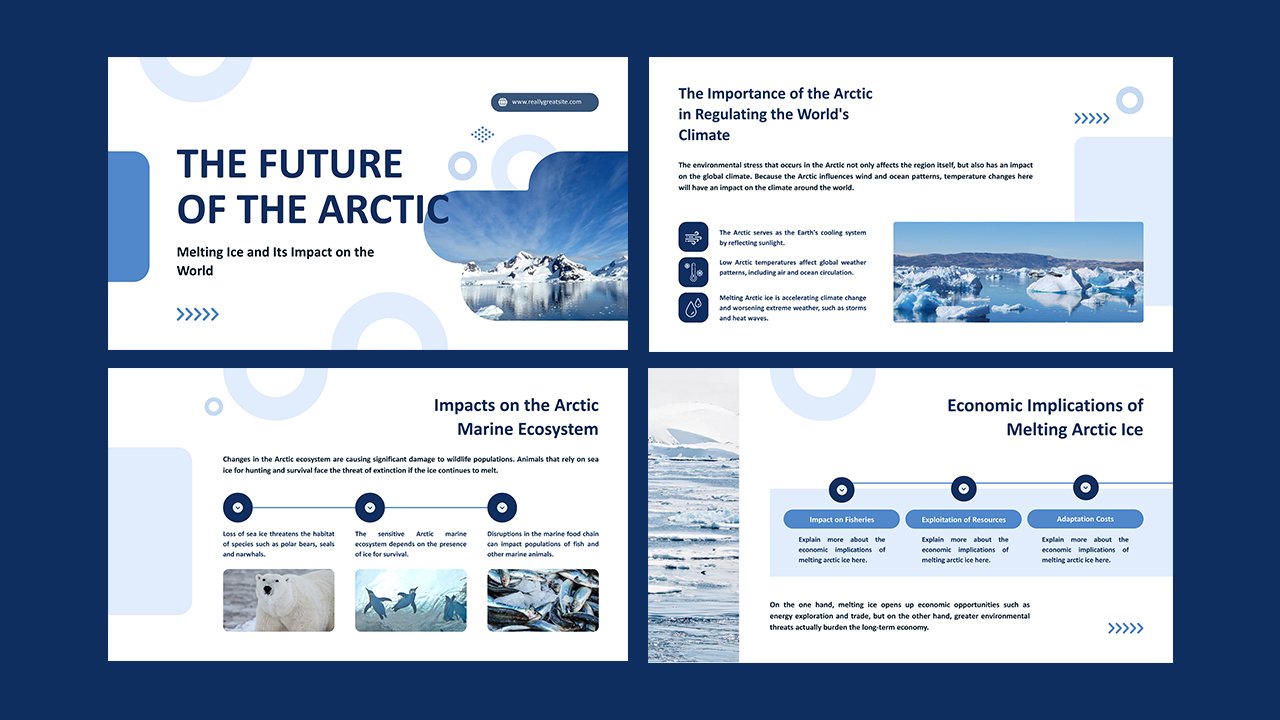 Blue and White Simple The Future Of The Arctic Presentation - Microsoft Powerpoint Templates Free Download