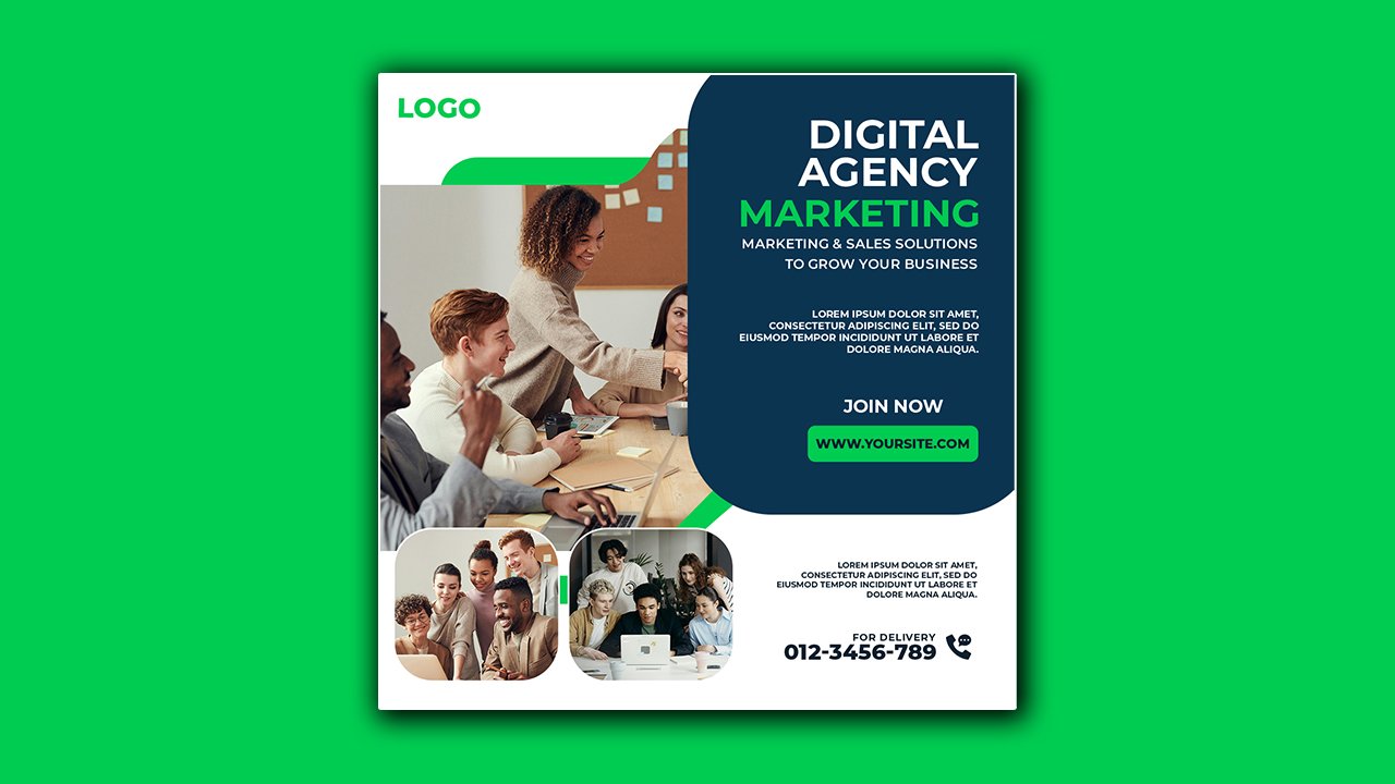 Digital marketing agency social media template design - PSD File Free Download
