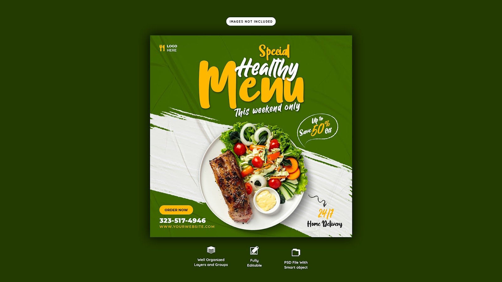 Food menu restaurant social media banner template - PSD Free Download