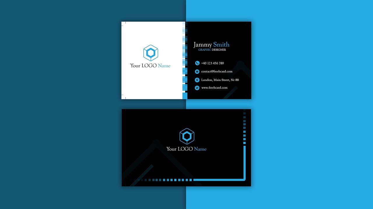 Blue black geometric card