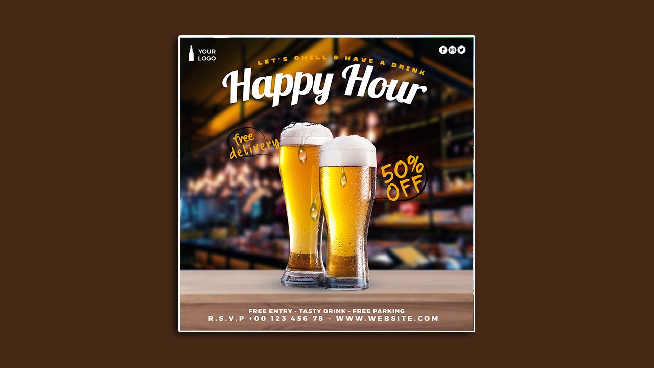 Beer party flyer social media template – PSD File Free Download
