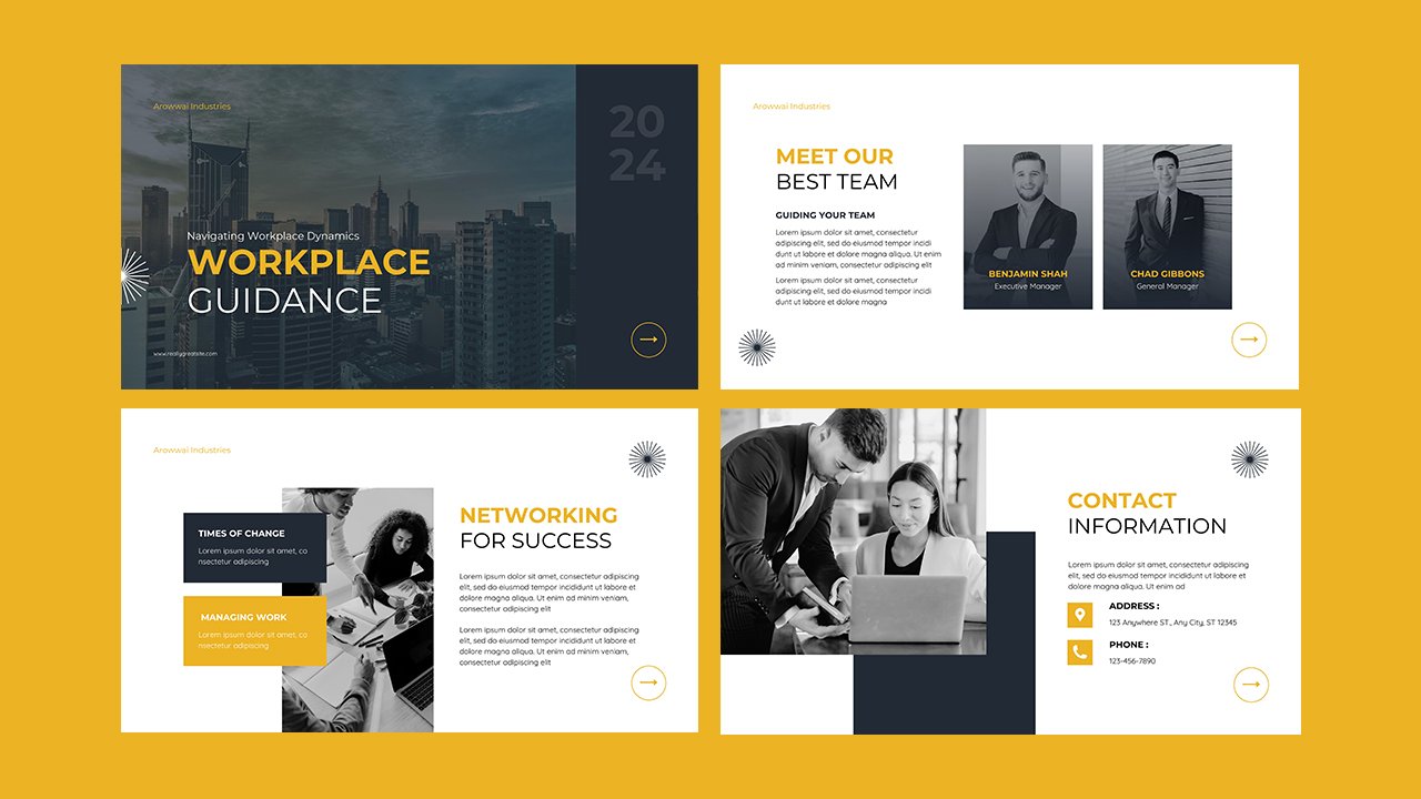 Yellow Modern Professional Workplace Dynamics Professional Presentation - Microsoft Powerpoint Templates Free Download