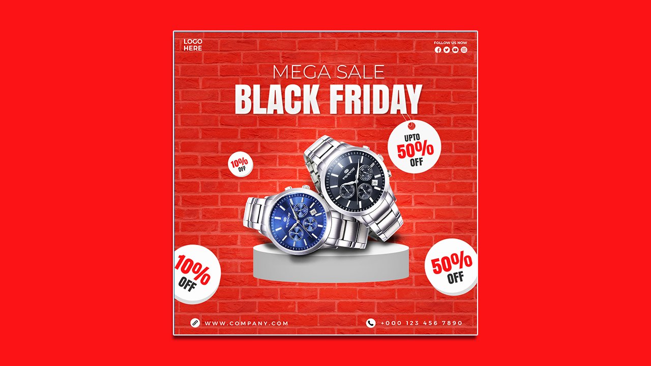 Black Friday sale with podium product display social media post template – PSD File Free Download