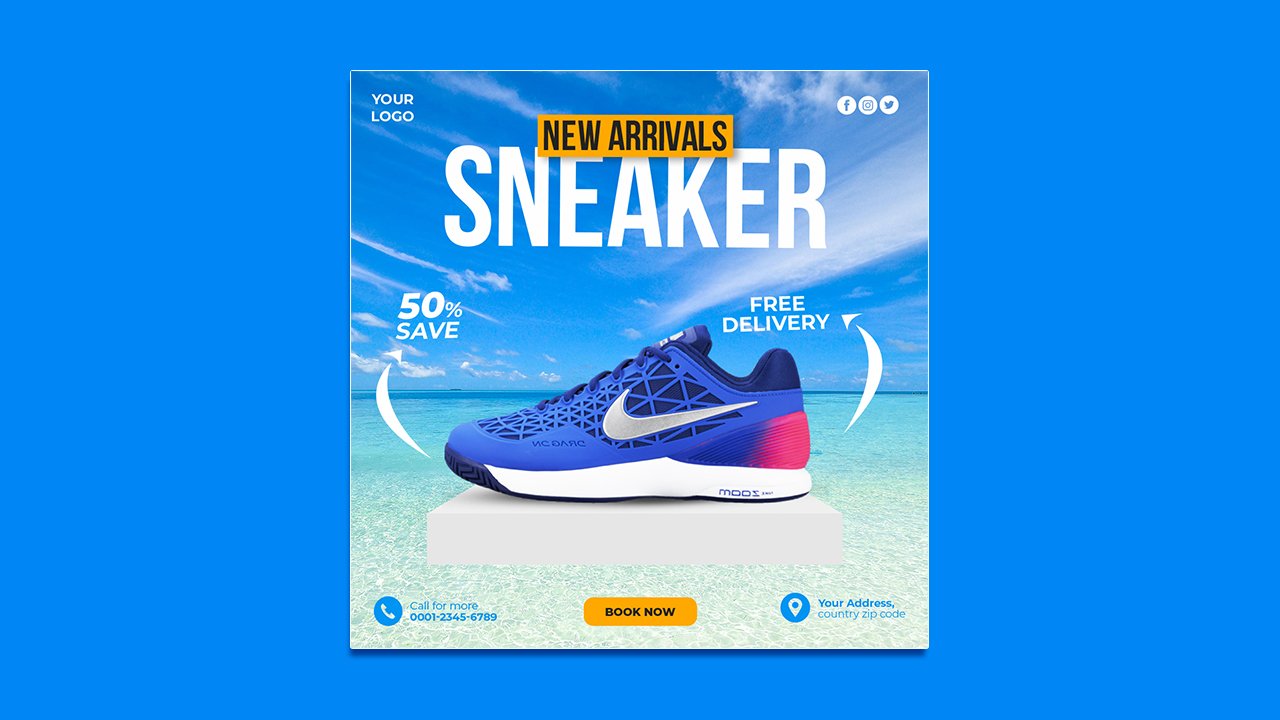 New arrivals sneaker social media design template – PSD File Free Download
