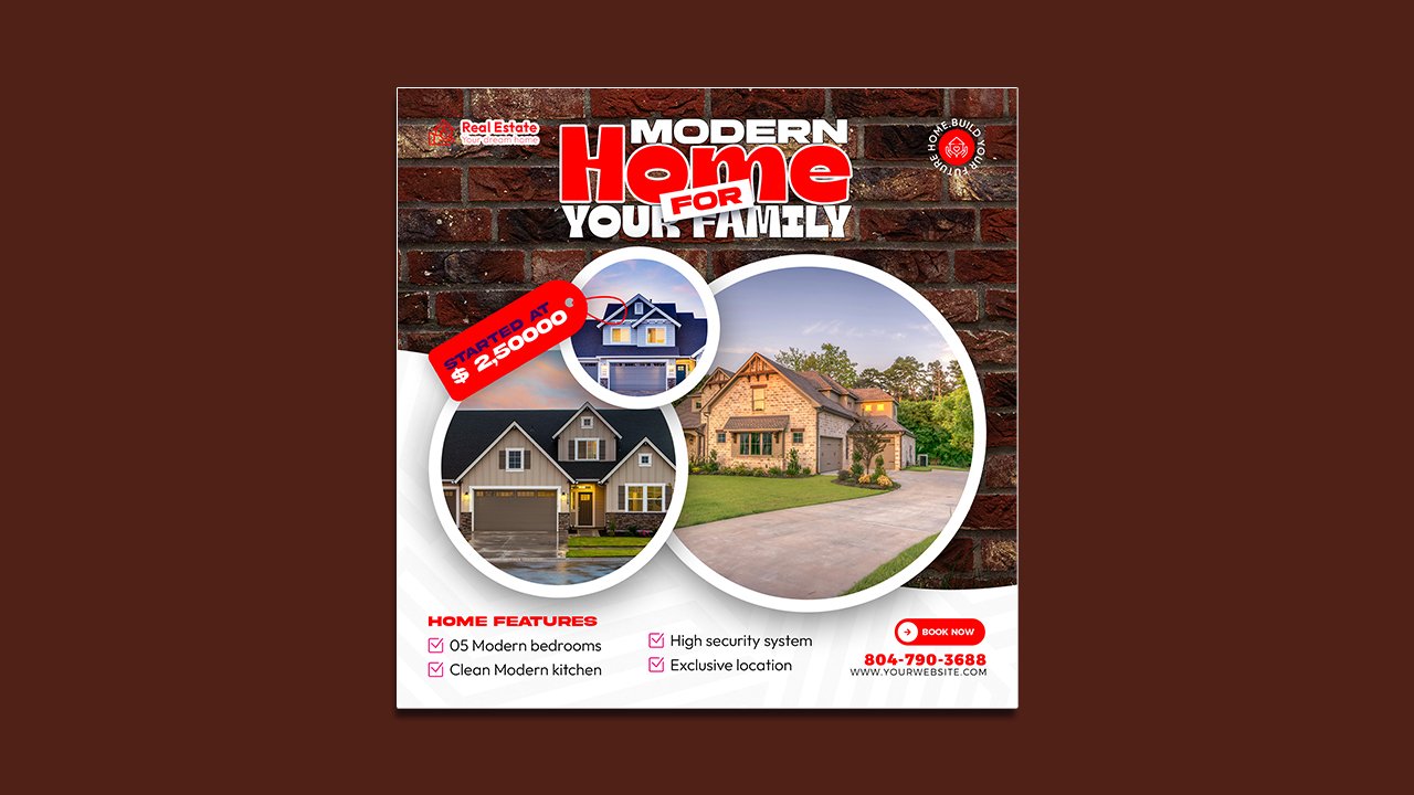 Real estate house property poster template – PSD File Free Download