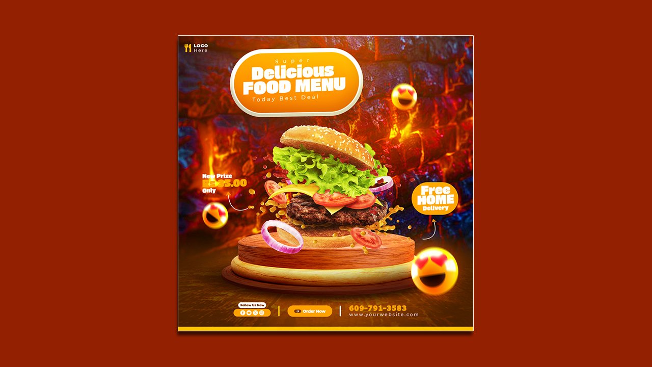 Food menu restaurant social media template - PSD File Free Download