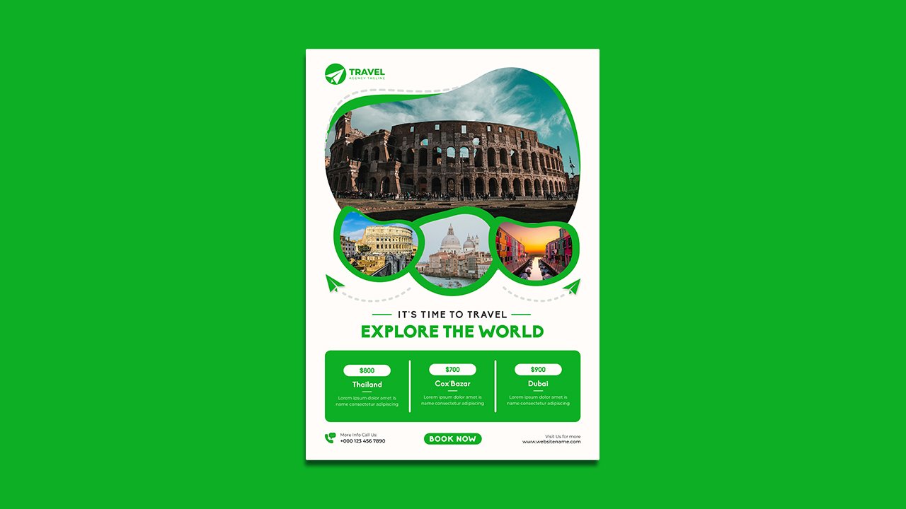 Travel tour flyer template – PSD File Free Download