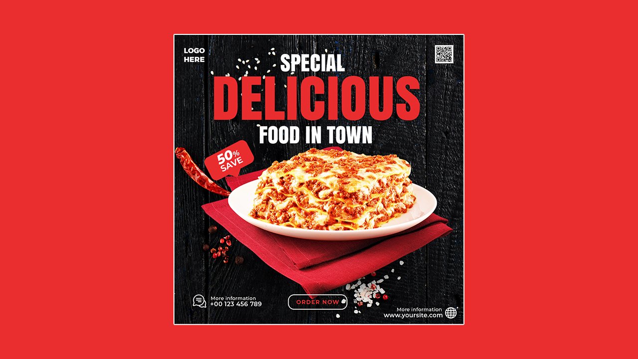 Delicious food social media template – PSD File Free Download