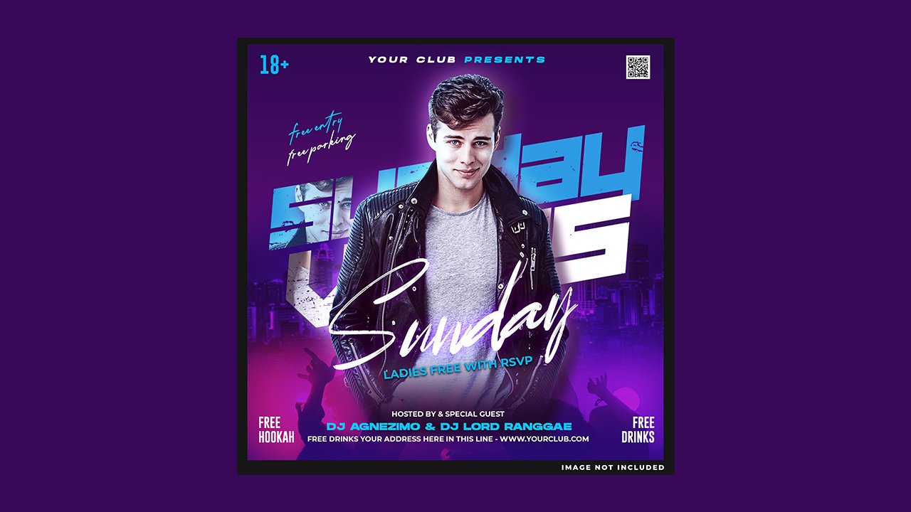 Club dj party flyer social media post – PSD Free Download