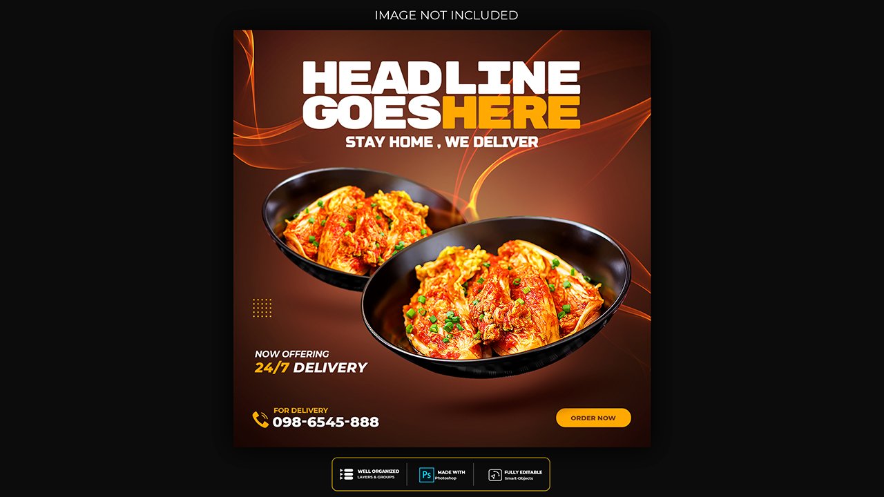 Food social media promotion post design template - PSD Free Download