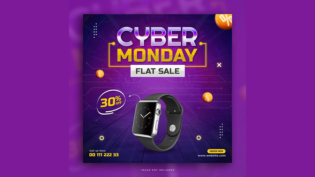 Cyber monday flat sale social media post design template – PSD Free Download