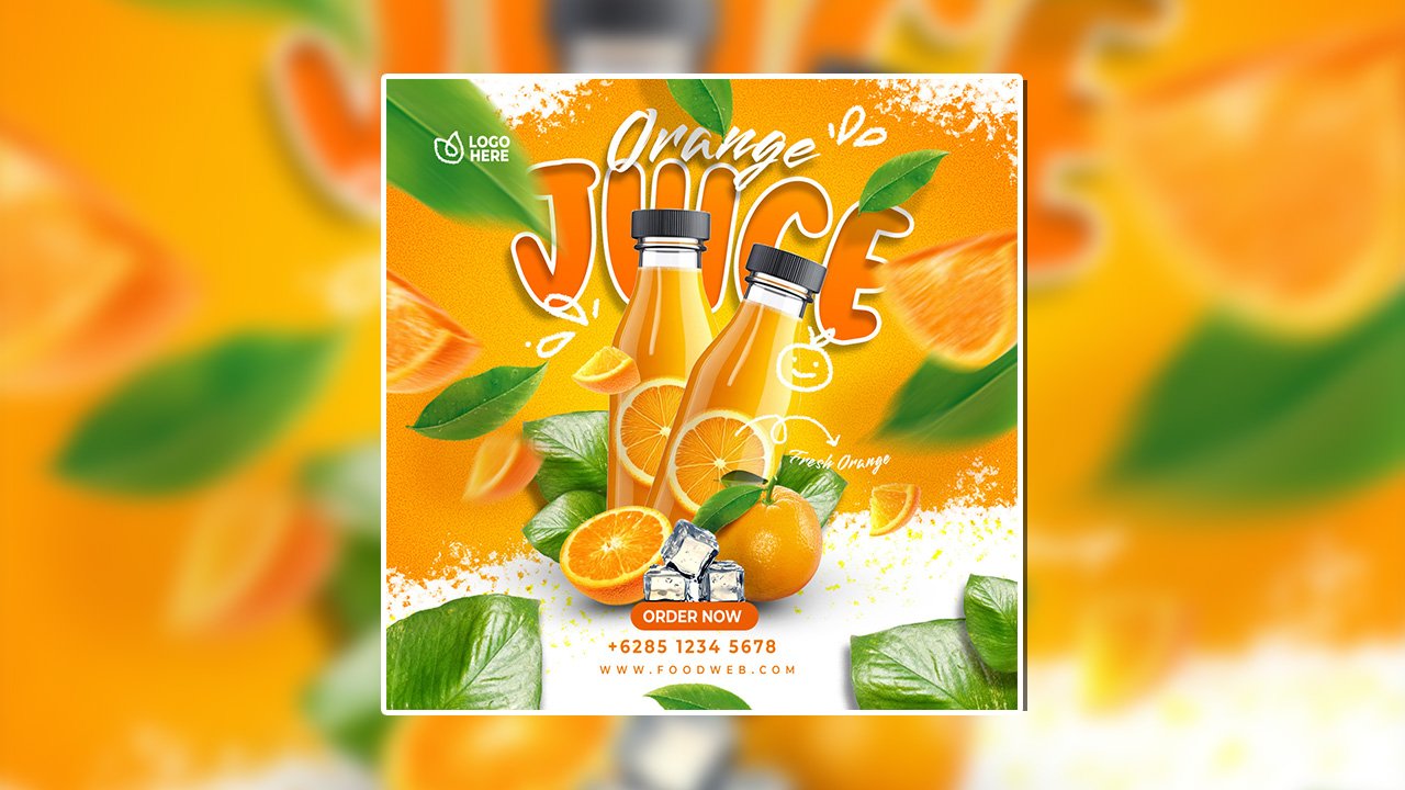 Orange juice food menu social media template – PSD File Free Download