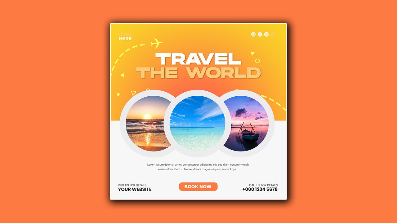 Travel tour social media poster Template - PSD Free Download