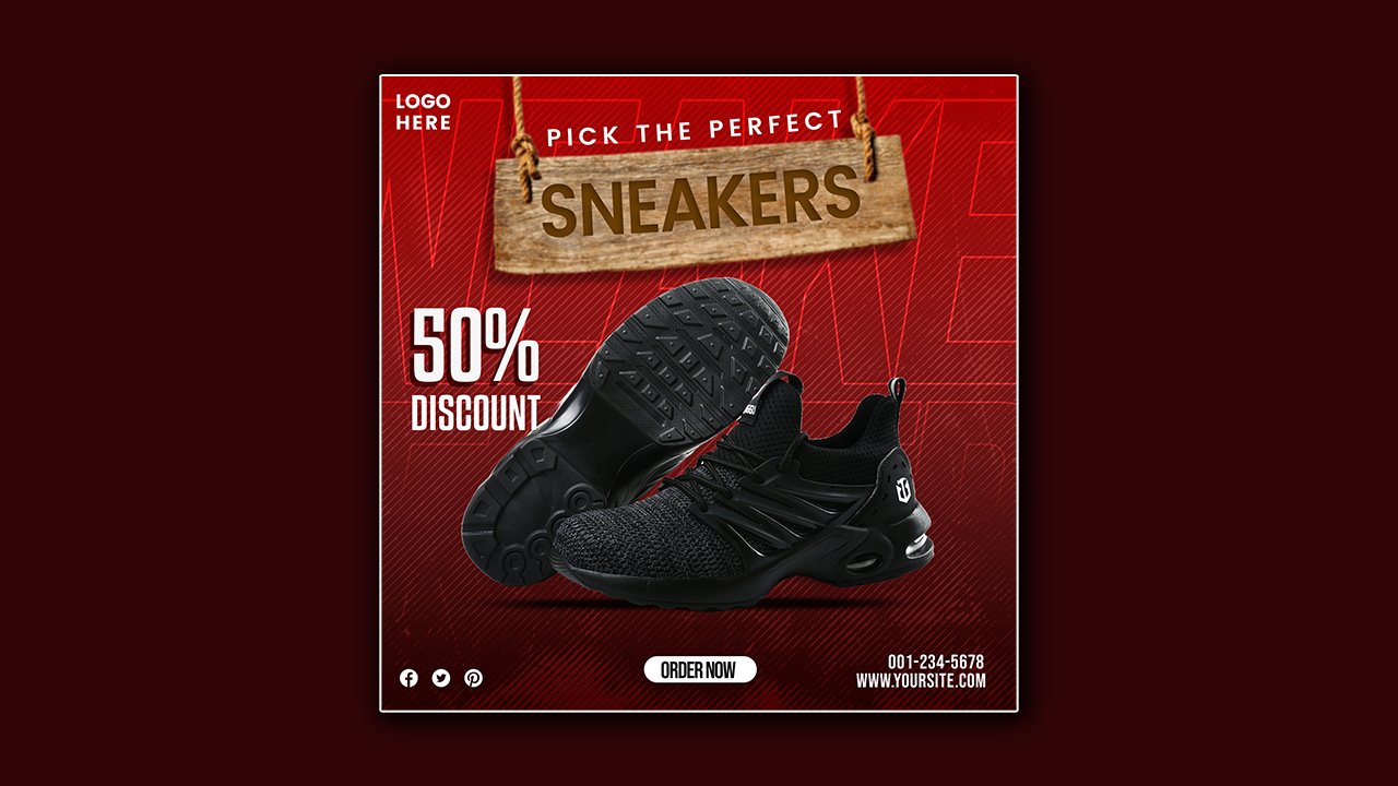 Shoes sale social media poster template-design – PSD File Free Download