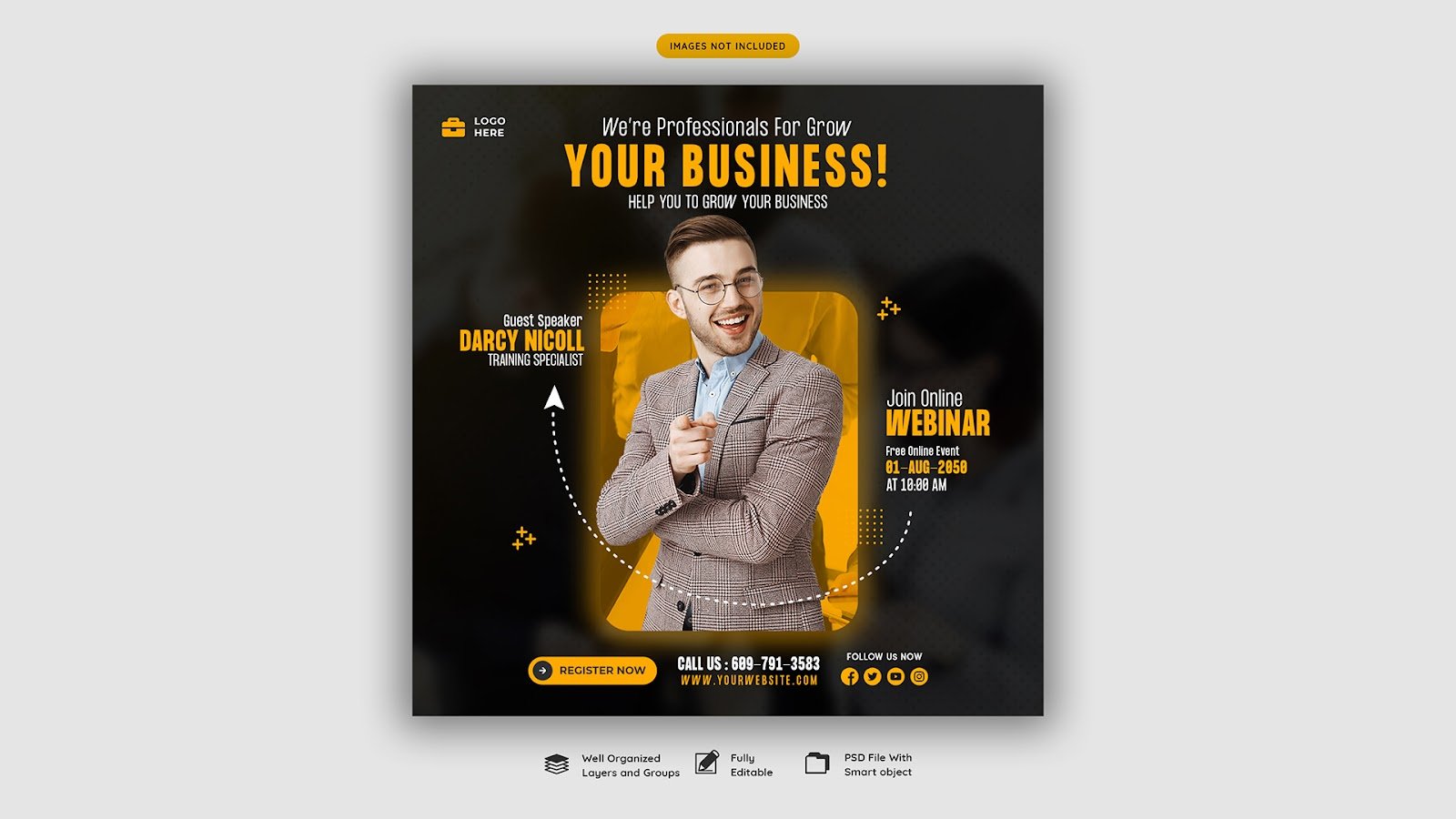 Digital Marketing Live Webinar Corporate Social Media Post Template - PSD Free Download