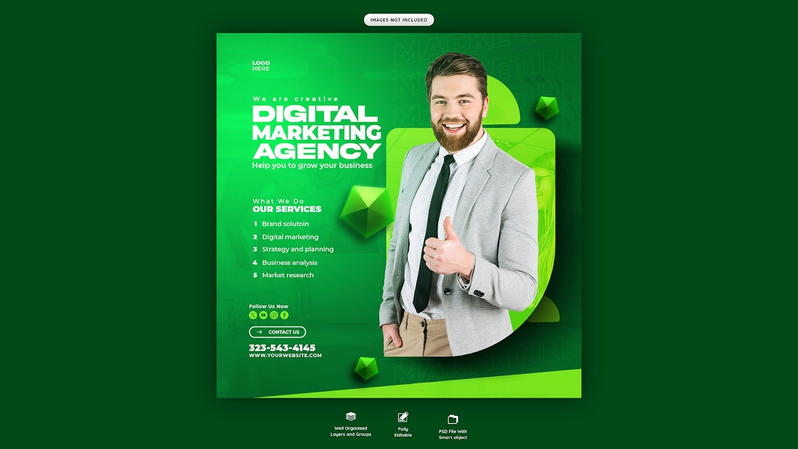 Digital marketing agency corporate social media banner Instagram post template – PSD Free Download