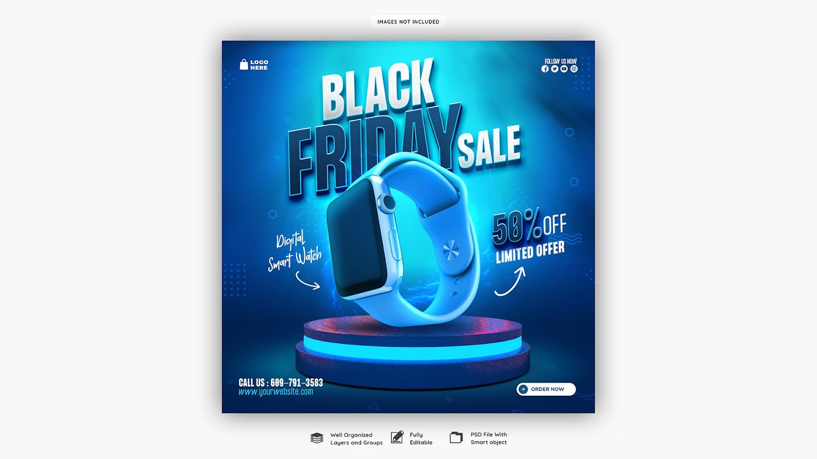 Black Friday super sale social media poster promotion template – PSD Free Download