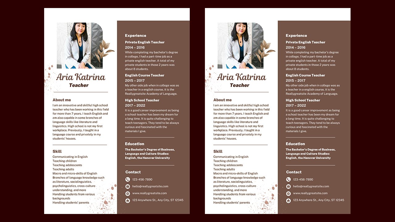 White Brown Simple Teacher Resume – CV Templates Free Download