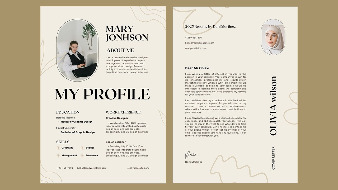Beige Modern with Abstract Element Creative Resume - CV Templates Free Download