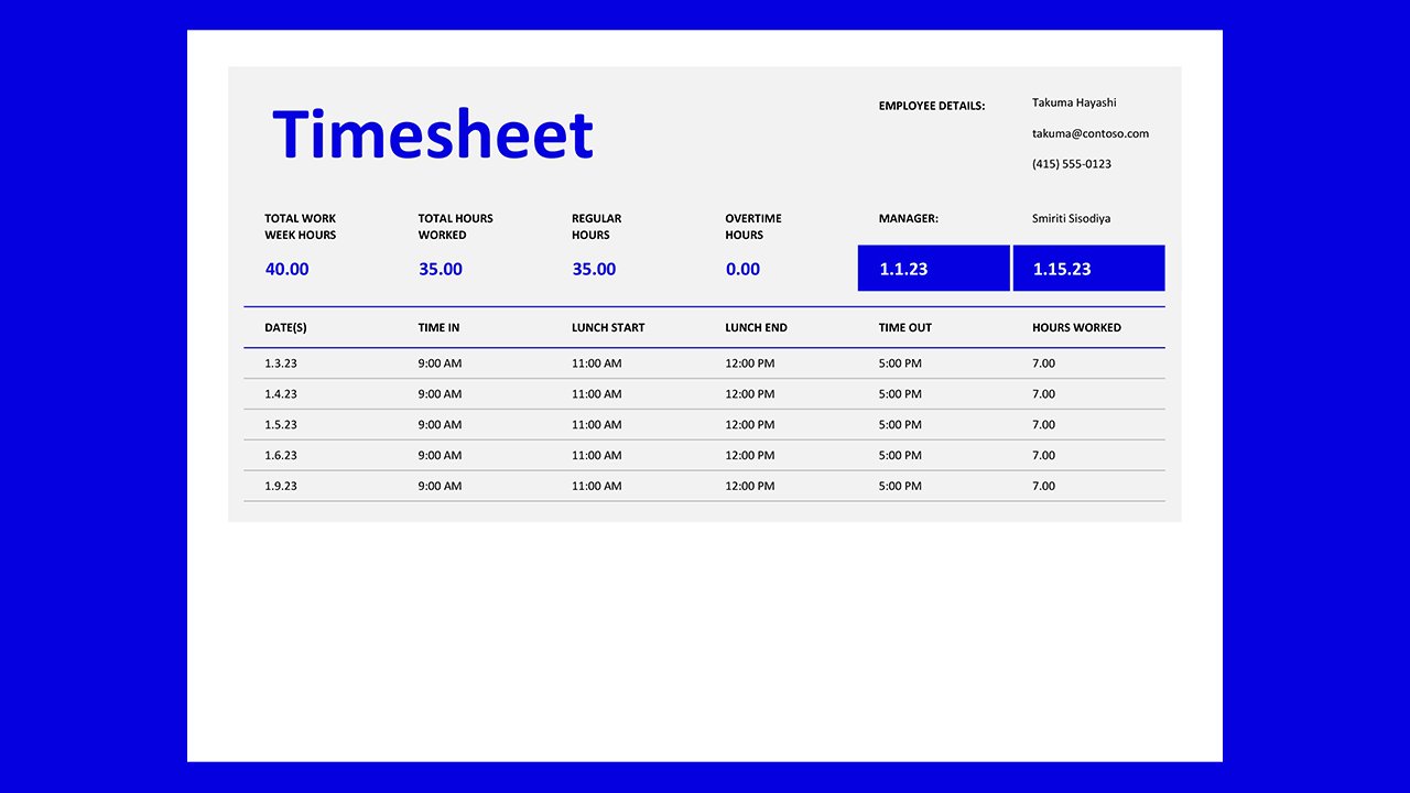 Timesheet weekly - Excel Templates Free Download