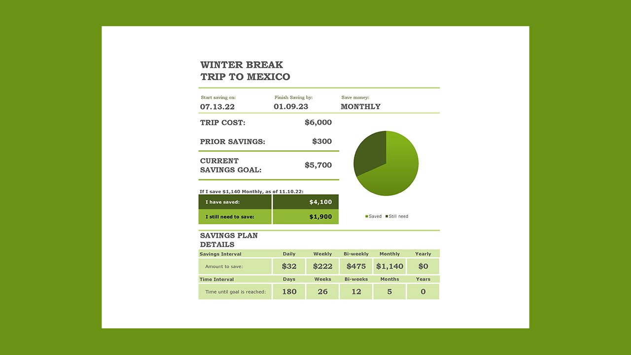 Savings estimator - Excel Templates Free Download