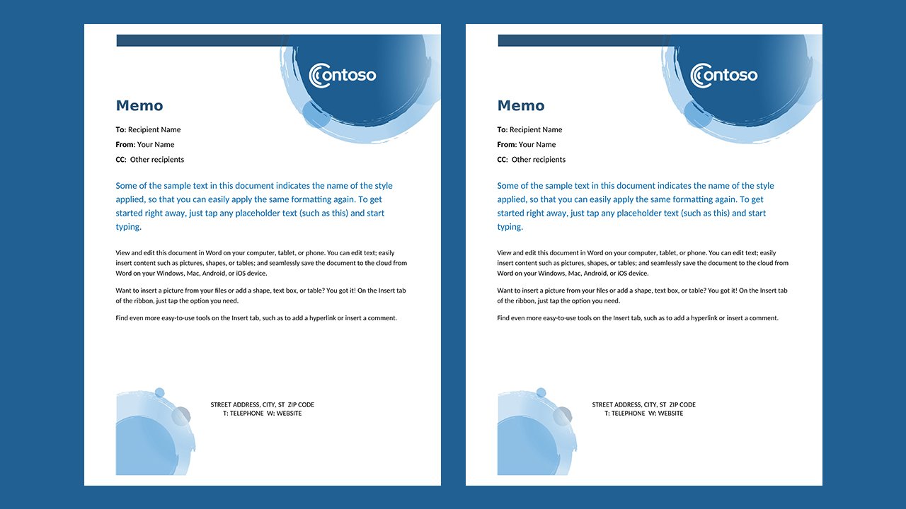 Free Blue spheres memo Concept Word document templates - Microsoft Word Templates Free Download