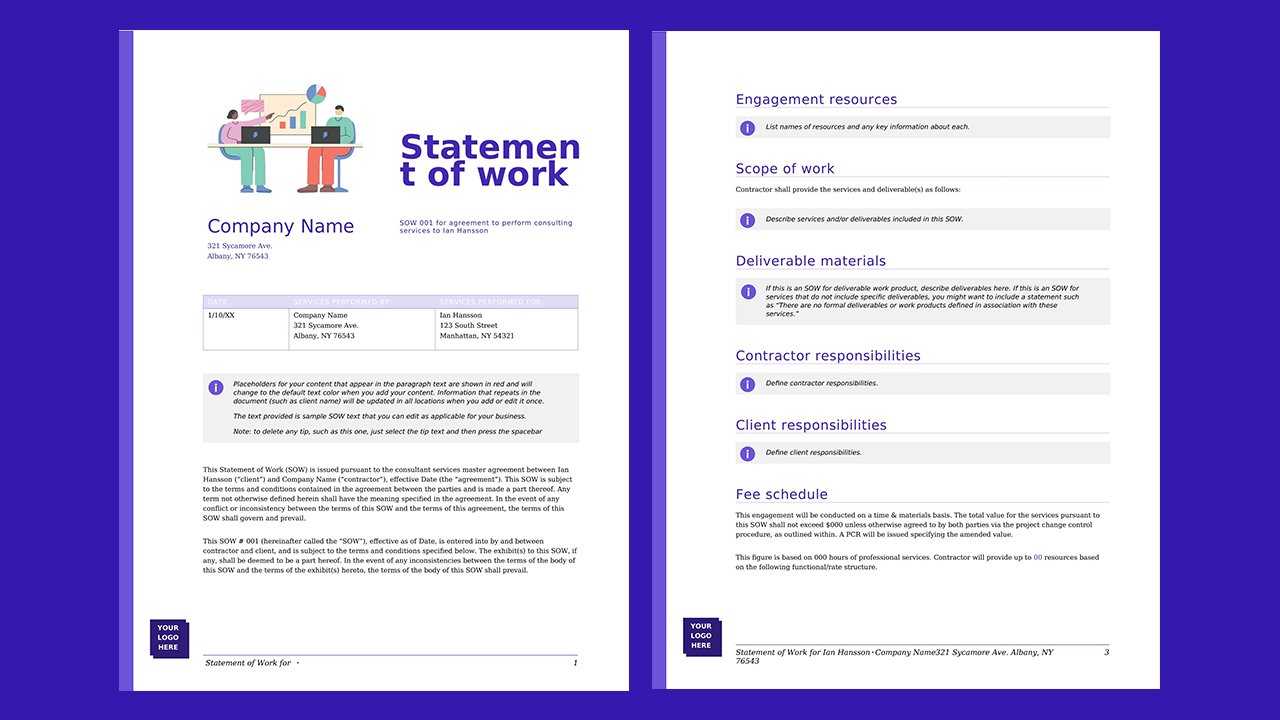 Free Statement of work modern design Concept Word document templates - Microsoft Word Templates Free Download