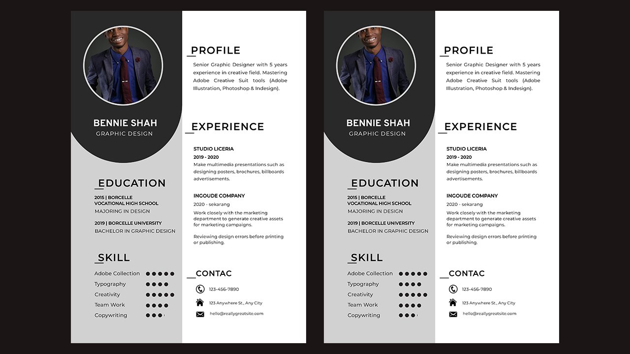 Grey And White Modern Graphic Design Resume – CV Templates Free Download