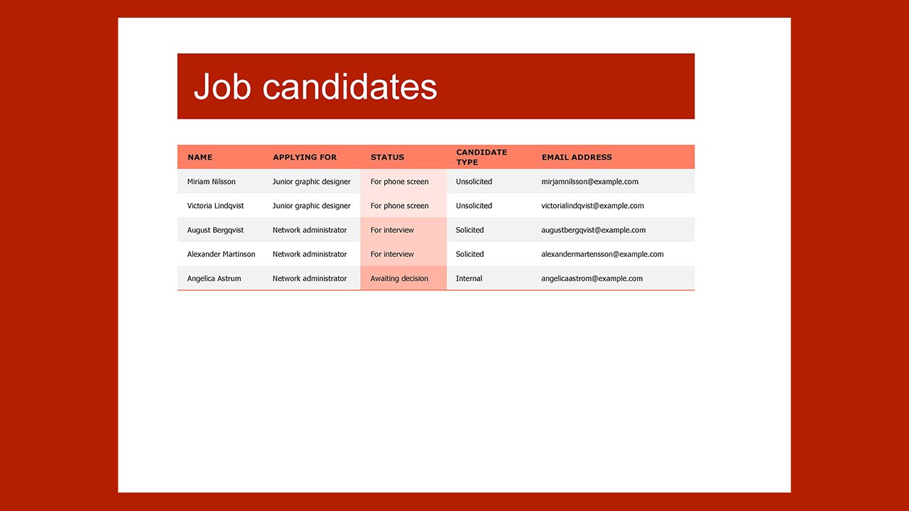 Job candidates tracker - Excel Templates Free Download
