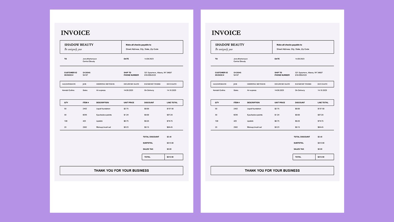 Sales invoice simple lines design - Excel Templates Free Download