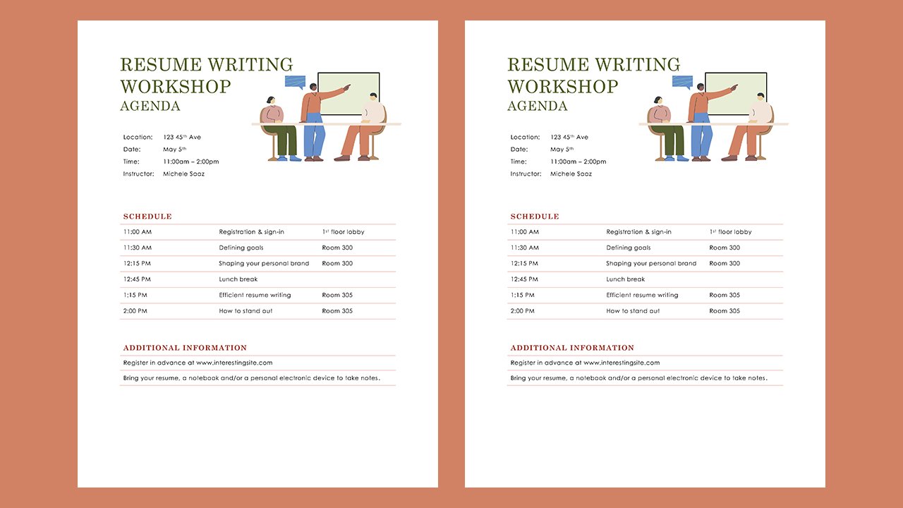 Free Resume writing workshop agenda Concept Word document templates - Microsoft Word Templates Free Download