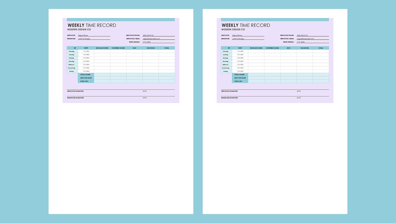 Weekly timesheet 8 12 x 11 portrait - Excel Templates Free Download