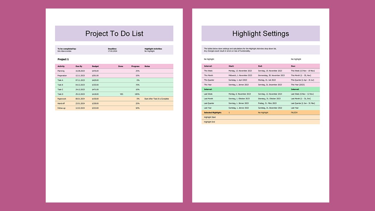 Project to do list - Excel Templates Free Download