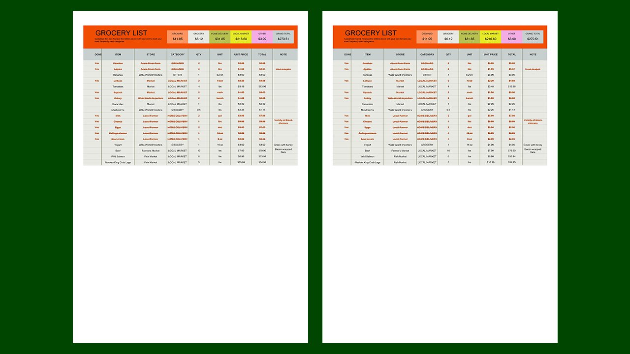 Grocery list - Excel Templates Free Download