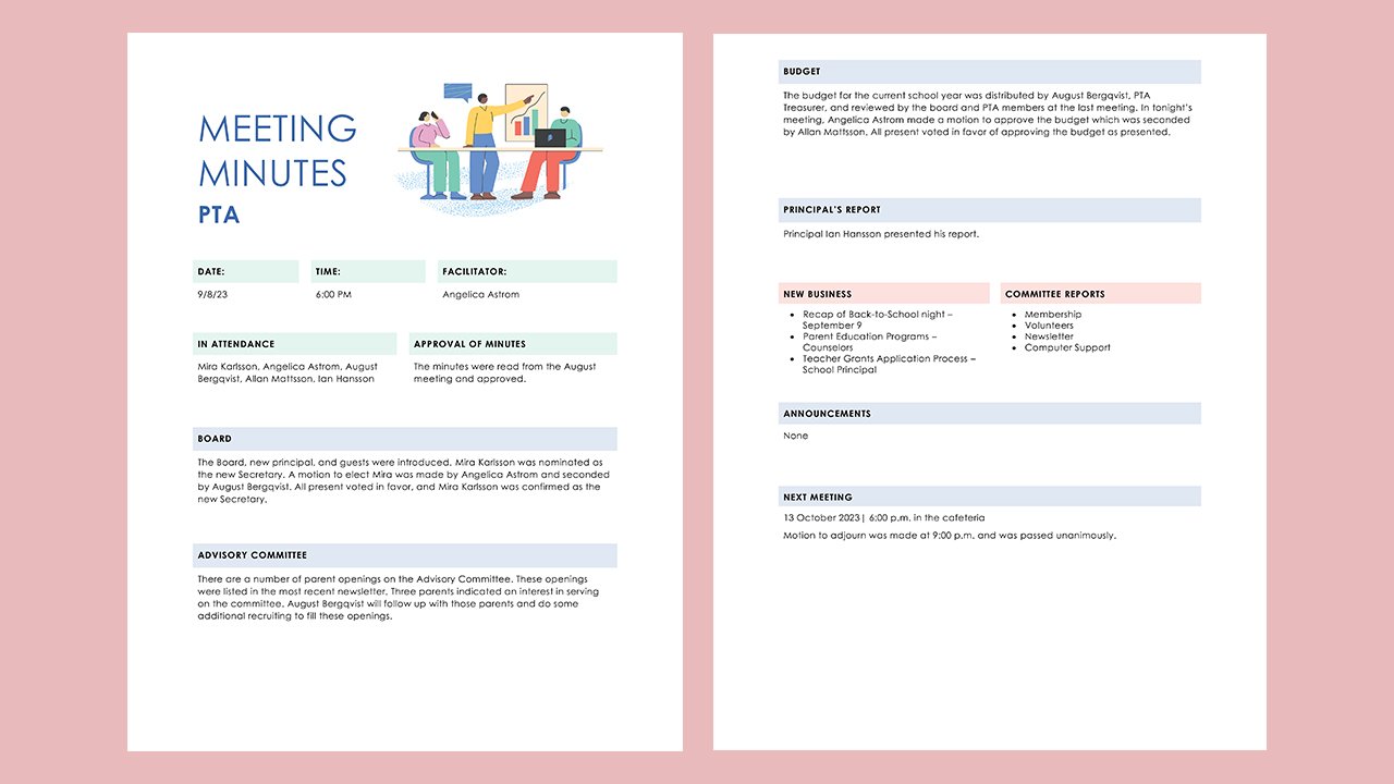 Free Educational meeting minutes Concept Word document templates - Microsoft Word Templates Free Download