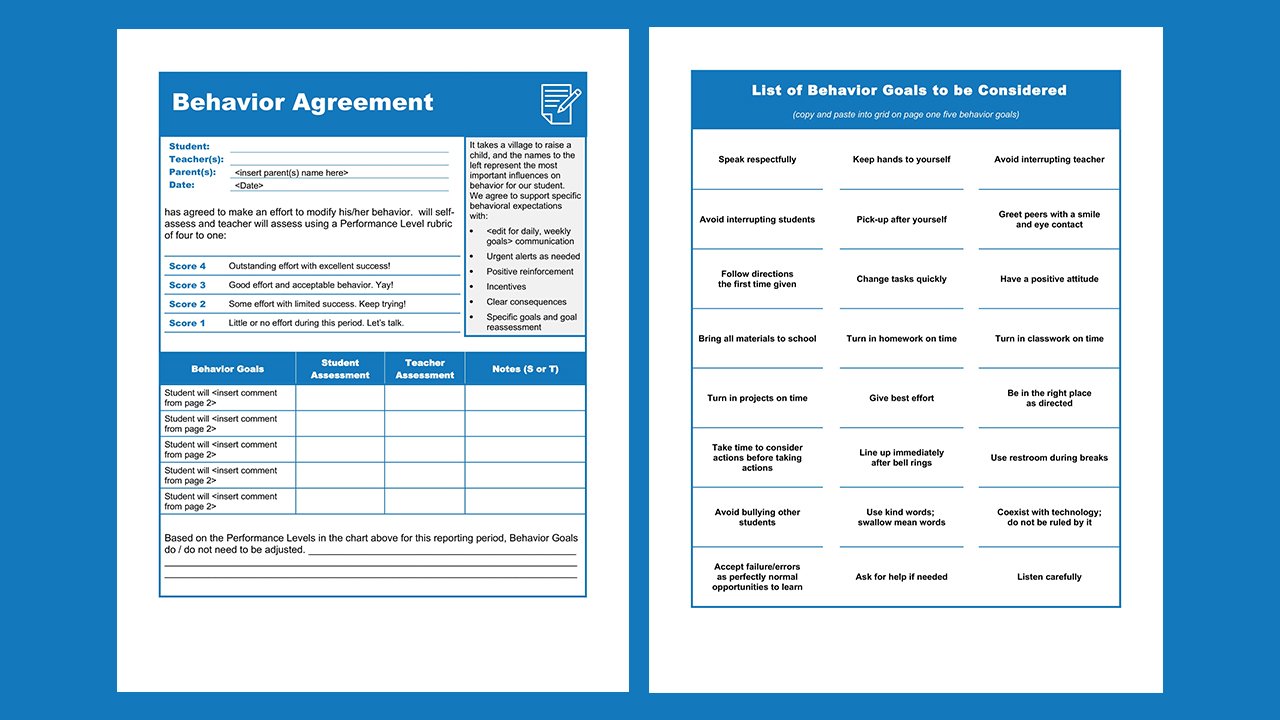Free Behavior agreement Concept Word document templates - Microsoft Word Templates Free Download