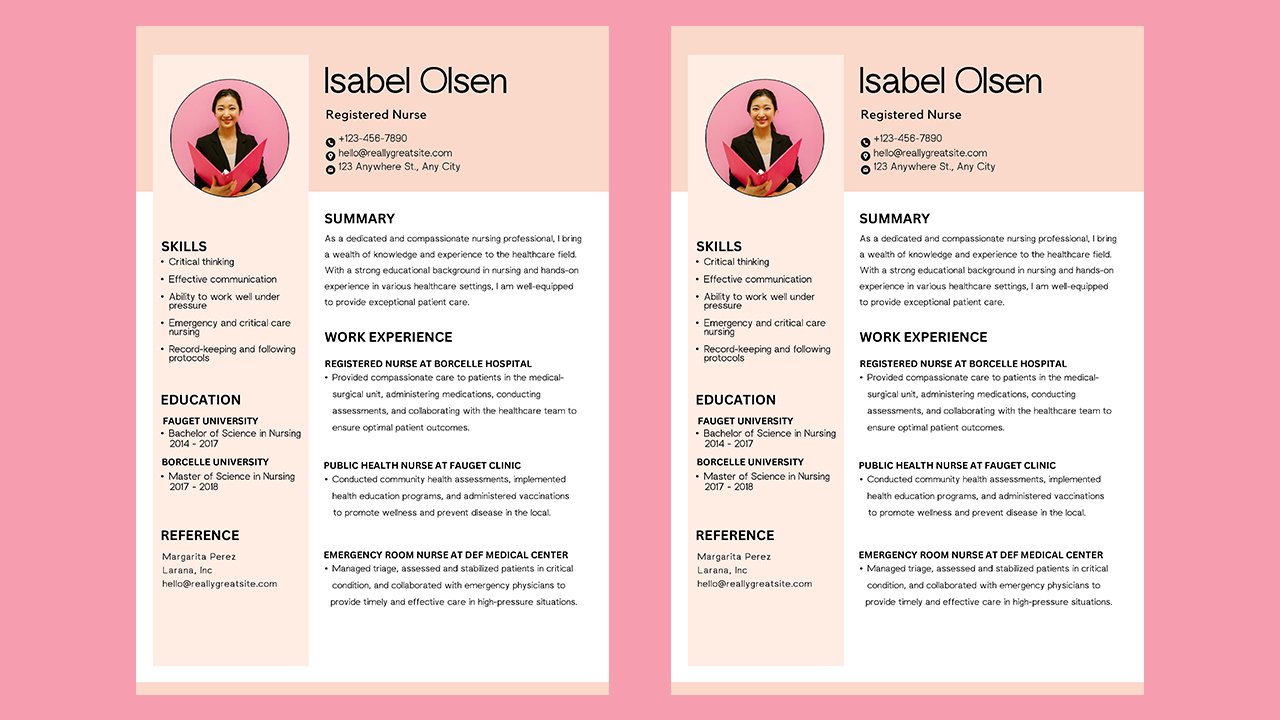 Peach Simple Modern Nursing Resume – CV Templates Free Download