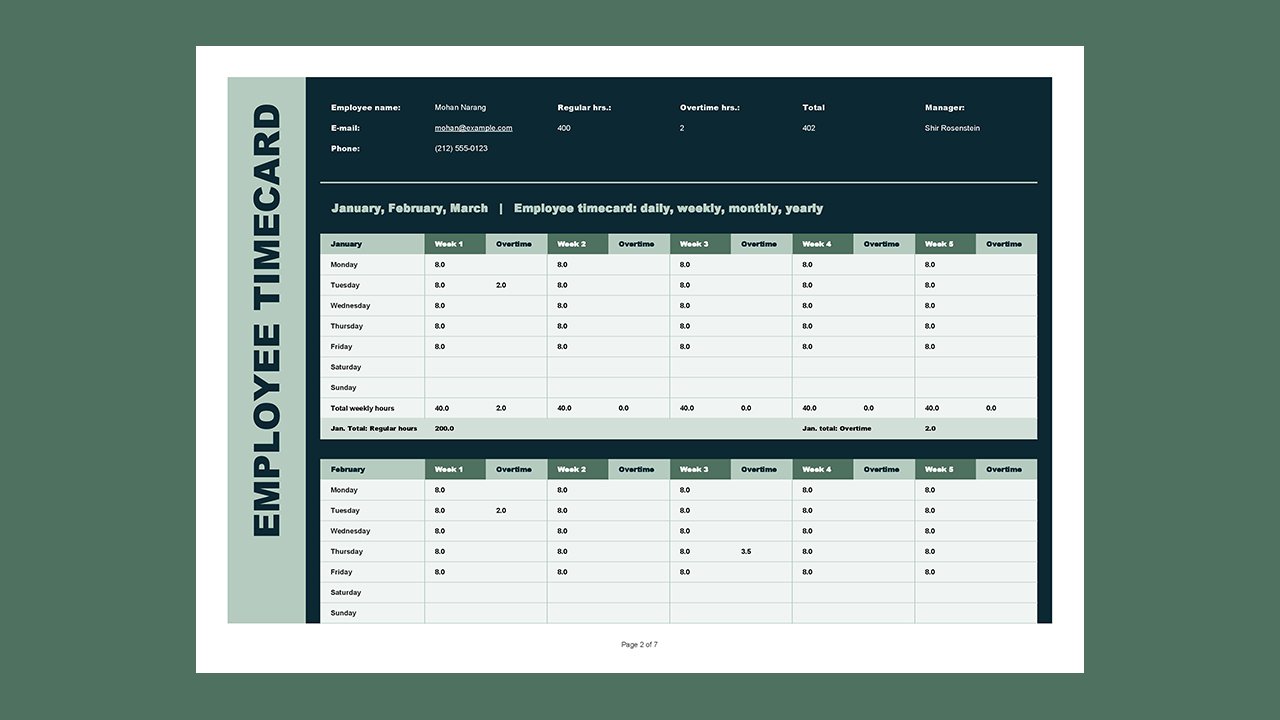 Employee timesheet weekly monthly yearly - Excel Templates Free Download