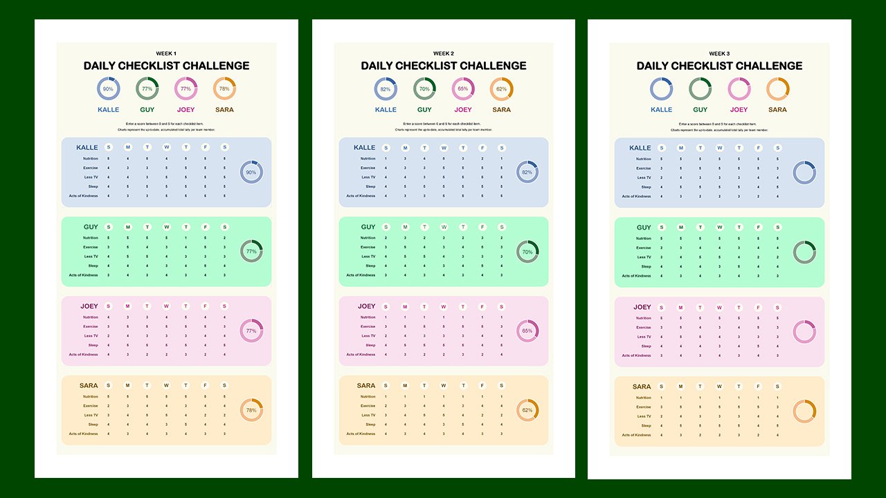 Daily checklist challenge - Excel Templates Free Download