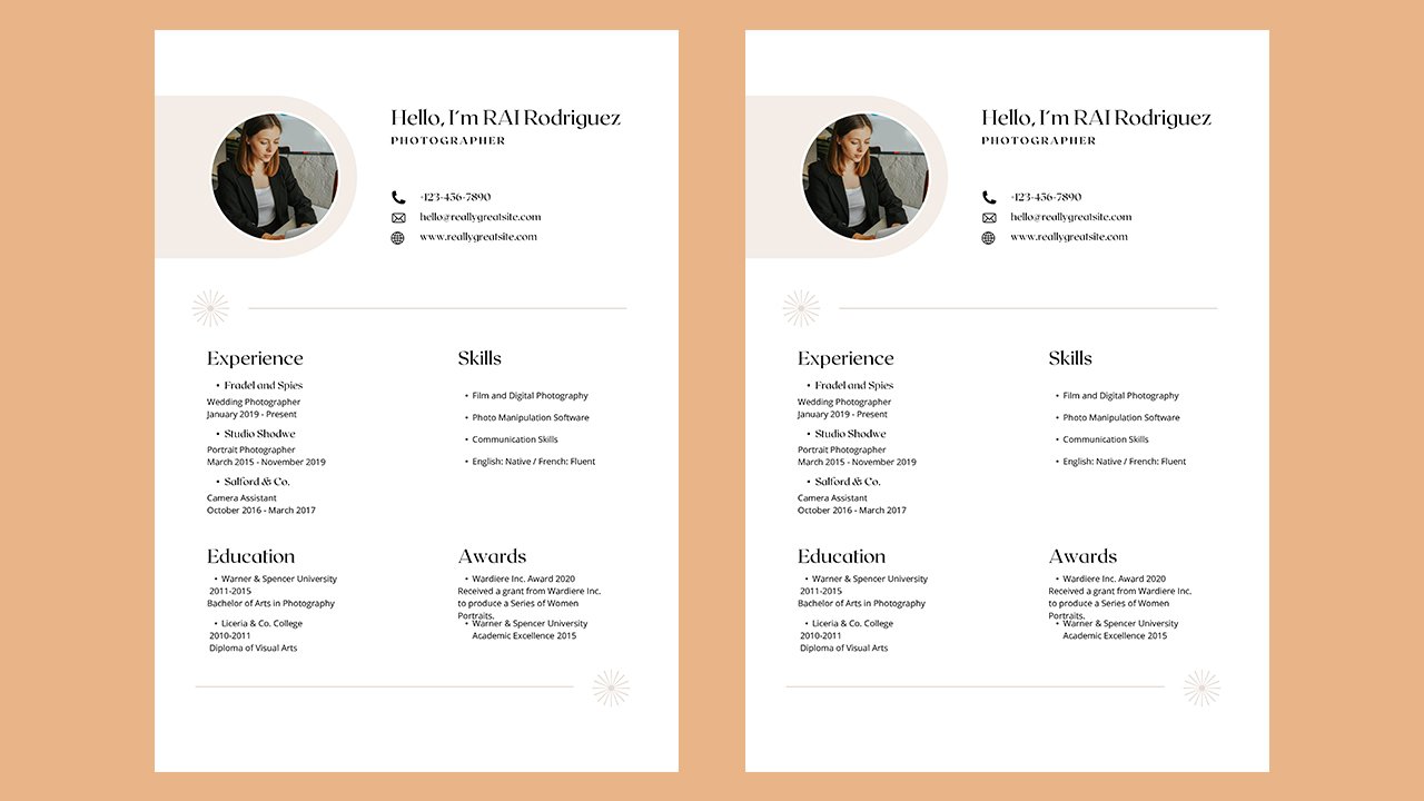 Minimalist Photographer Resume – CV Templates Free Download