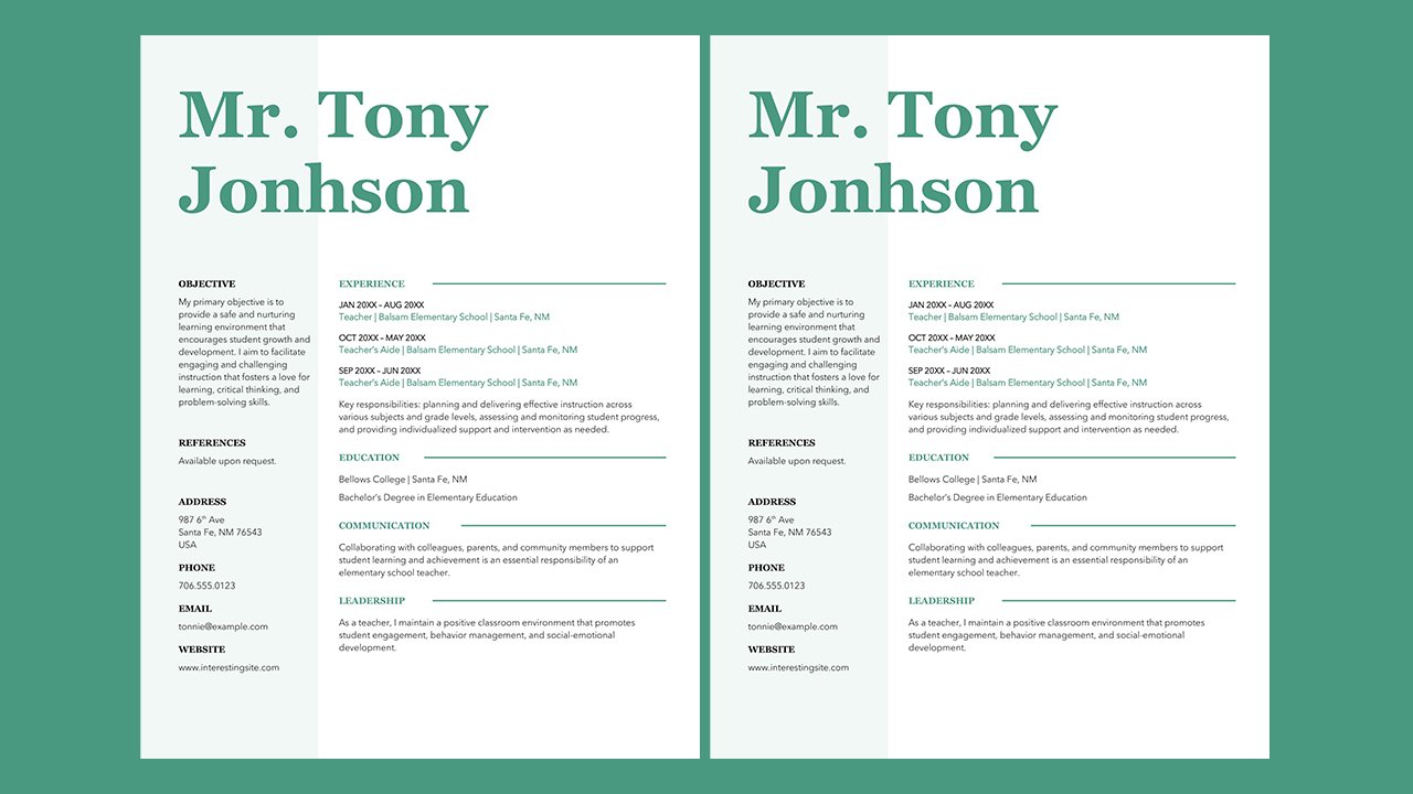 Free Stylish Teaching Resume Concept Word document templates - Microsoft Word Templates Free Download