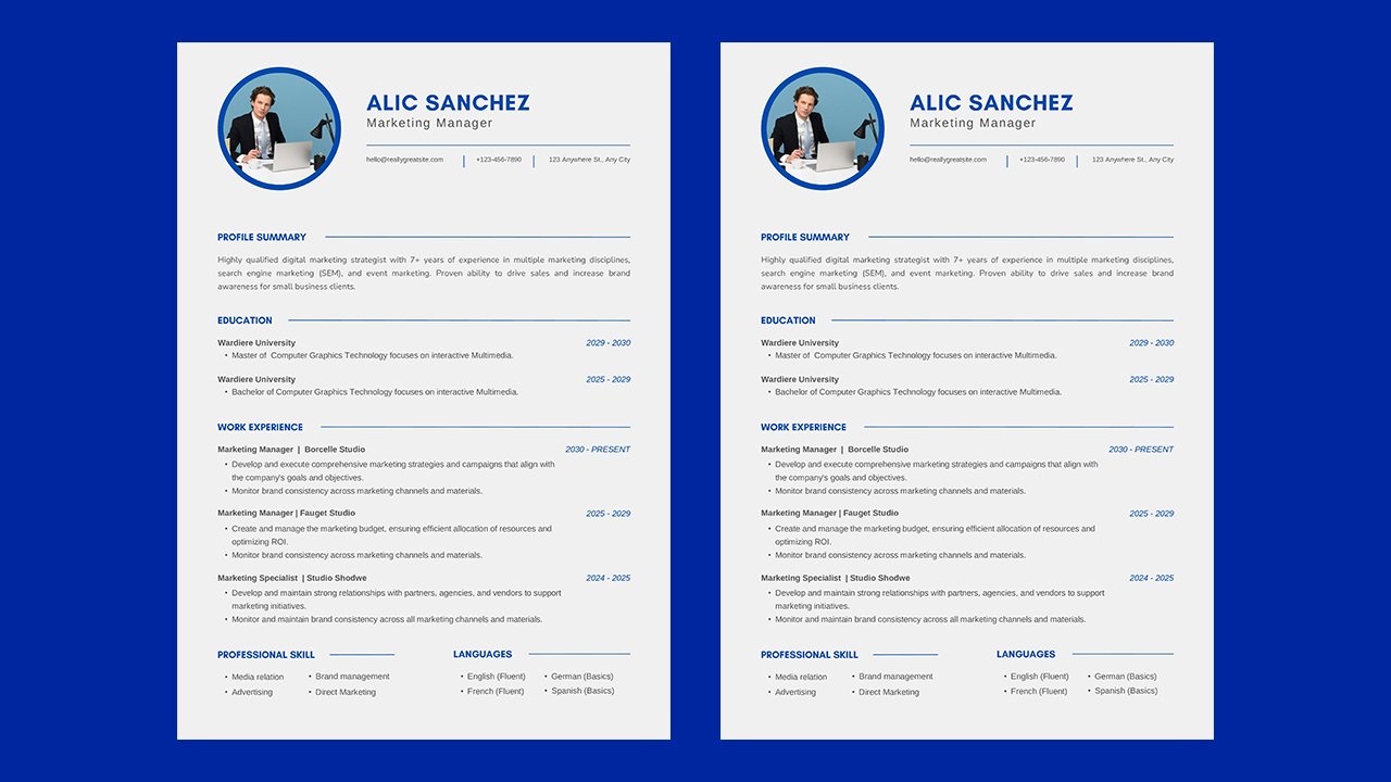 Blue Simple Professional CV Resume - CV Templates Free Download